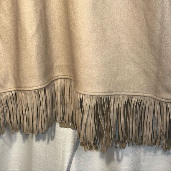 TWRHLL by Christie Brinkley Brushed Faux Melton Jacket with Fringe Tan NEW 2XL - Picture 6 of 8